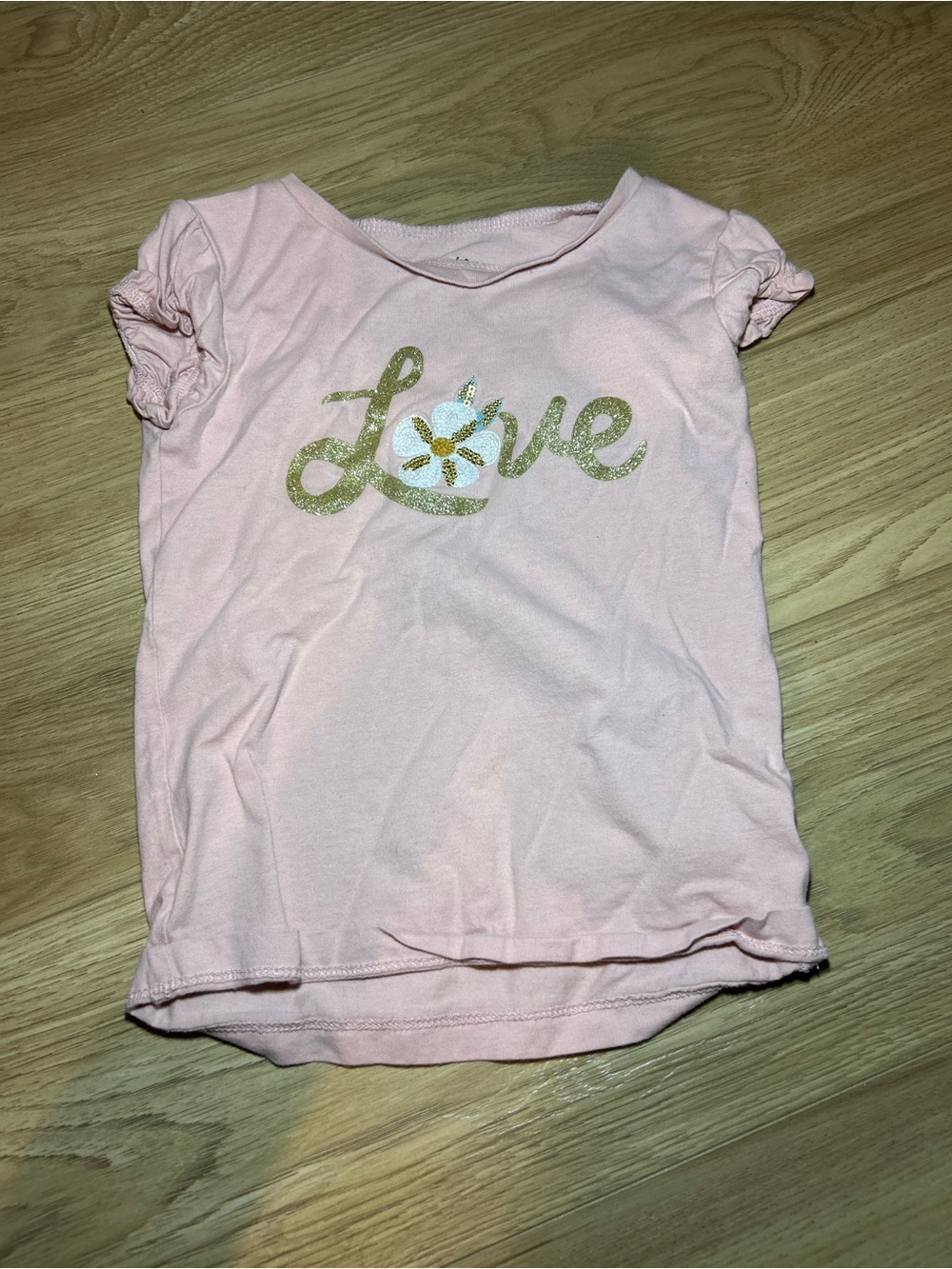 Carter's Light Pink Short Sleeve Tee with Gold 'Love' Graphic
